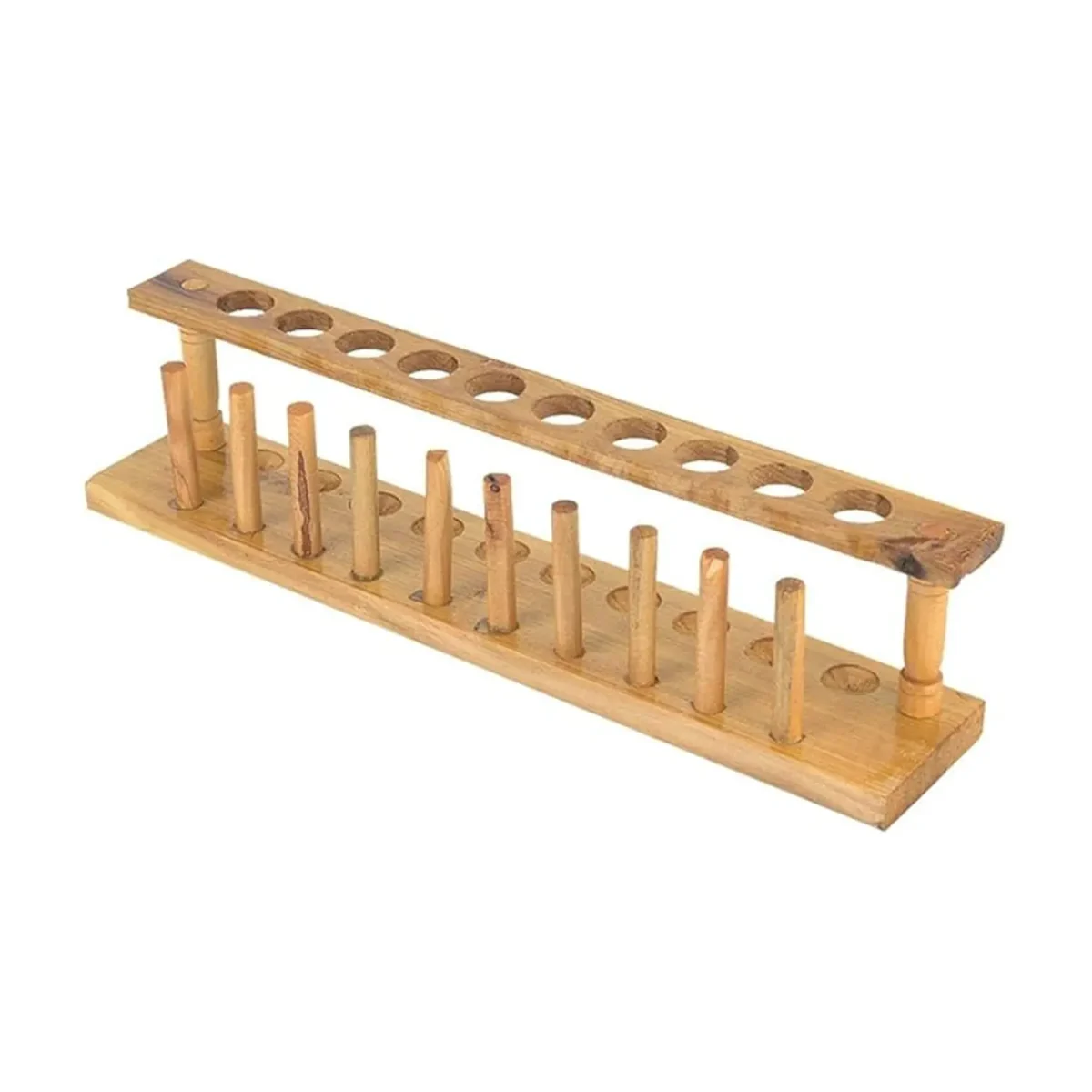 support-tube-essai-bois-10 Support 10 tubes a essai en bois avec egouttoir – Image 1