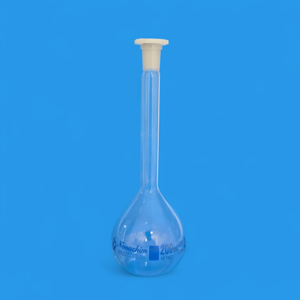 Fiole jaugée 200ml classe A avec bouchon Novachim