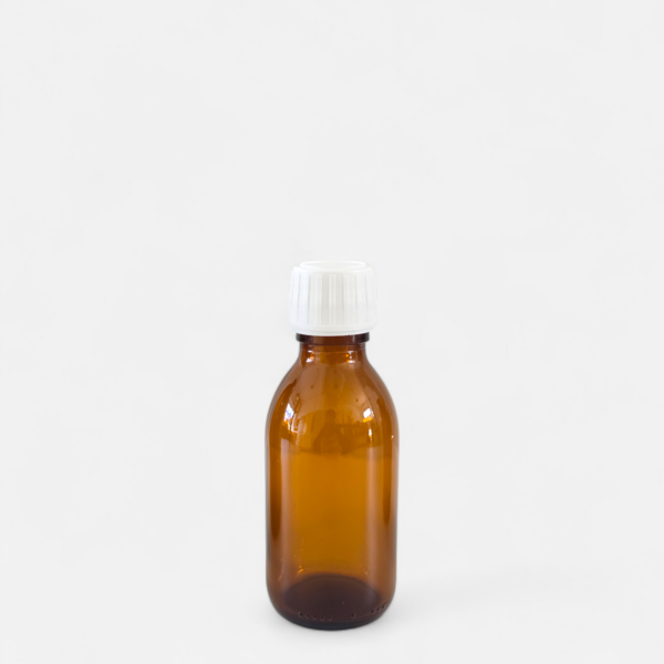 Bouteille 150 ml en verre brun avec bouchon (sécurisé)