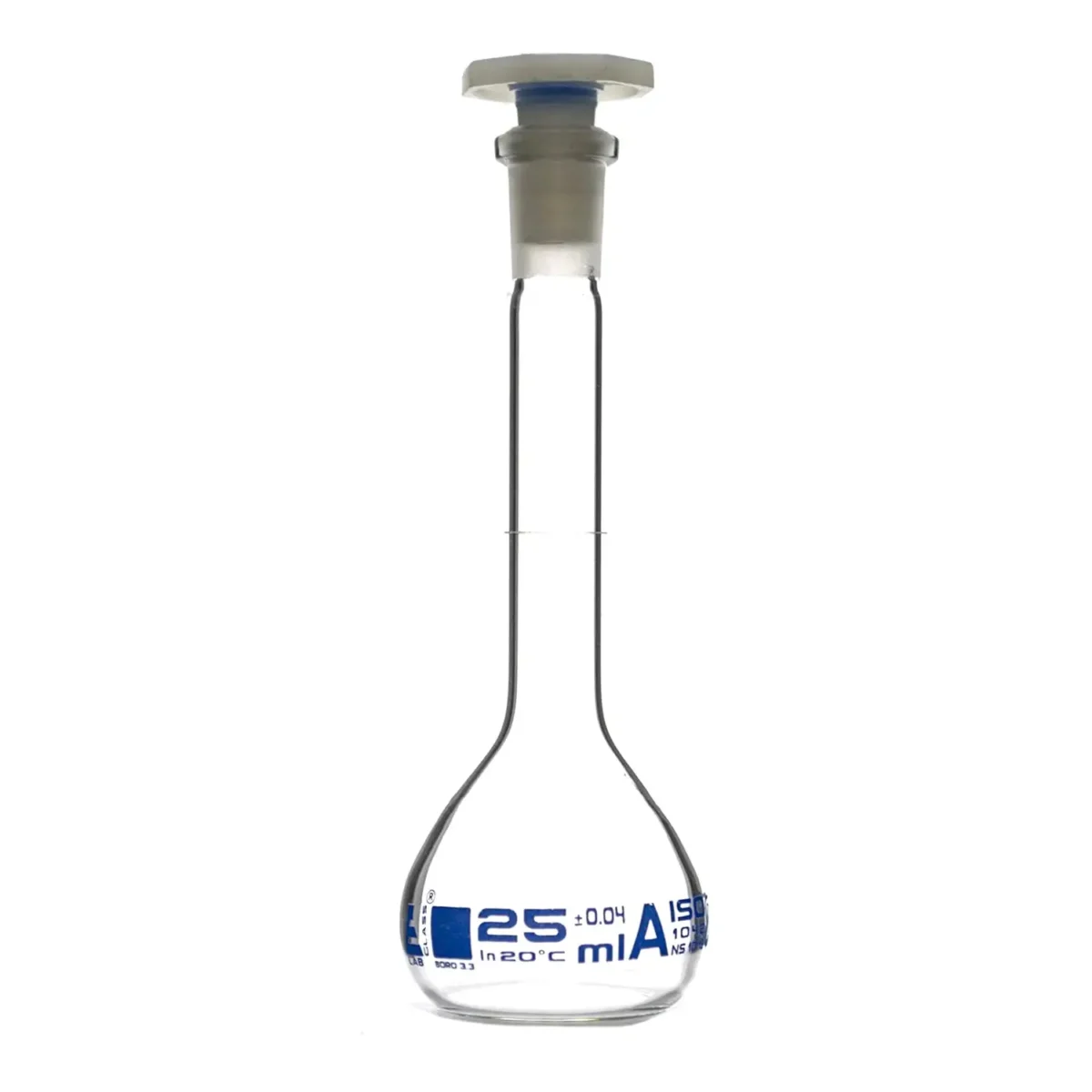 fiole-eisco-25A Fiole jaugée 25ml classe A avec bouchon EISCO – Image 1